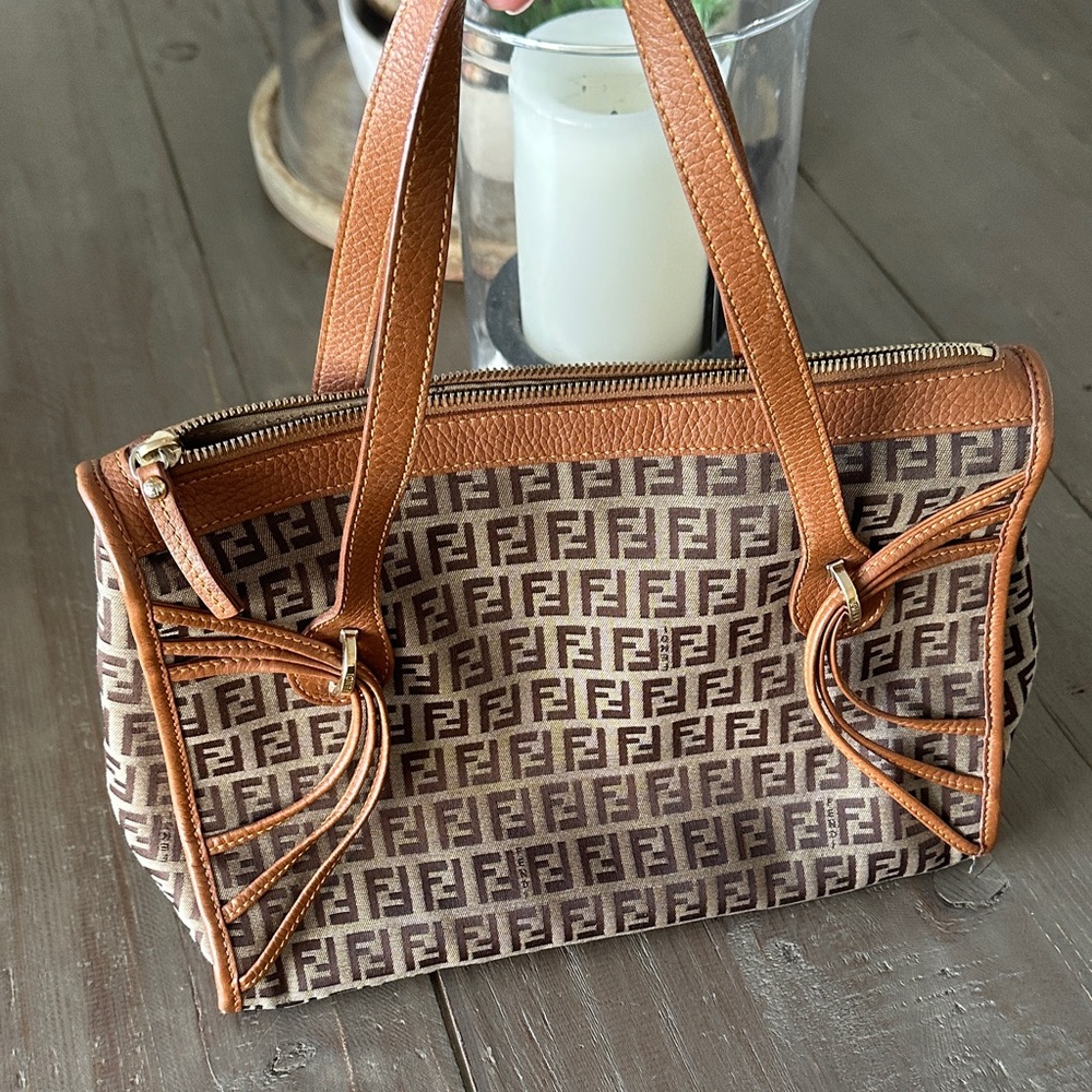 Fendi Brown and Tan Monogram Satchel